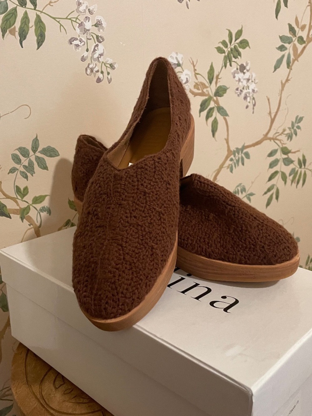 NWT Beklina Aya Crochet Platform (colour Cocoa)